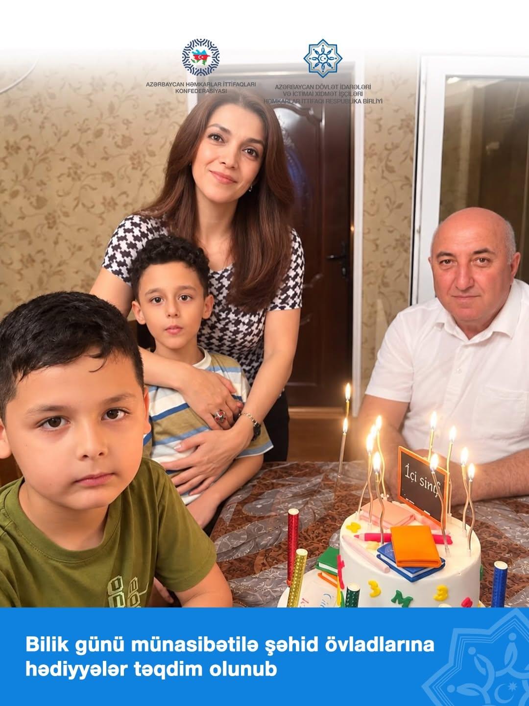 Şəhid Ceyhun Həsənovun əkiz övladları Bilik Günü münasibətilə ziyarət olunub